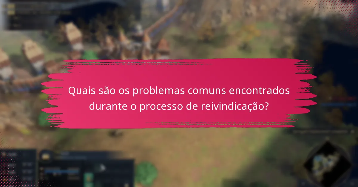 Quais são os problemas comuns encontrados durante o processo de reivindicação?